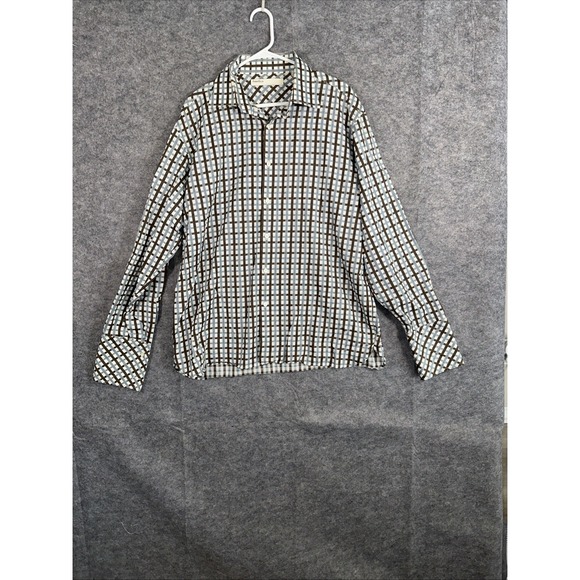 mens PERRY ELLIS FRENCH CUFFS long sleeve shirt Button up XL‎ Multicolor Plaid - Picture 1 of 7